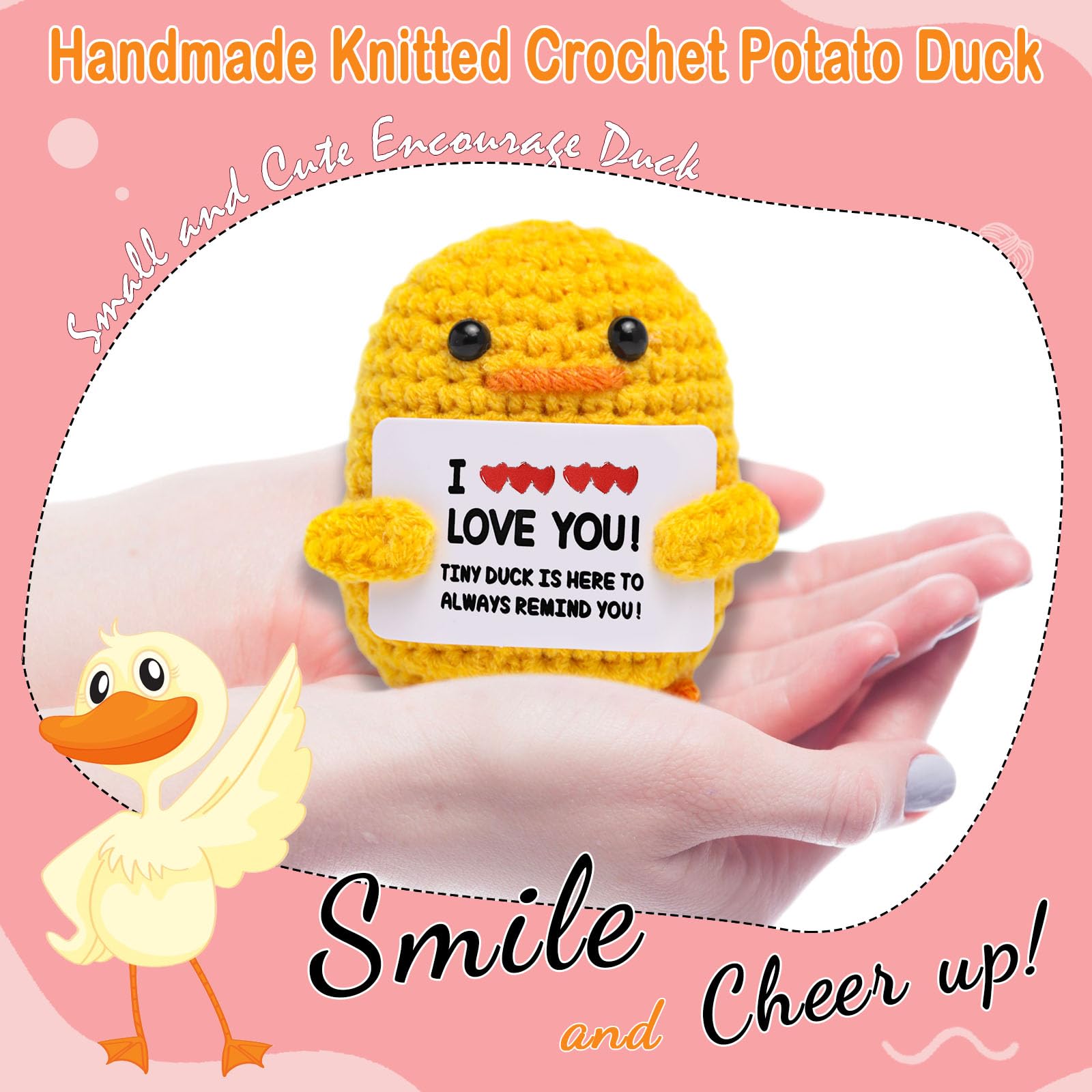 Artlunar Emotional Support Crochet Duck Inspirational Gift White Cute Decor