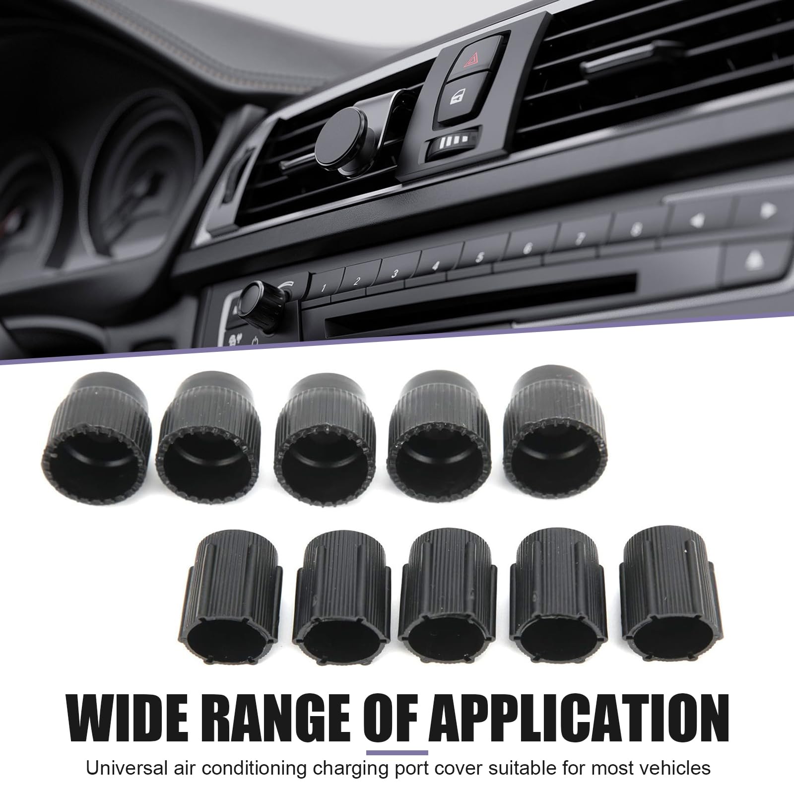 lekudo Car A/C Service Port Cap Kit 10pcs 0.5" Low & 0.6" High Pressure Black