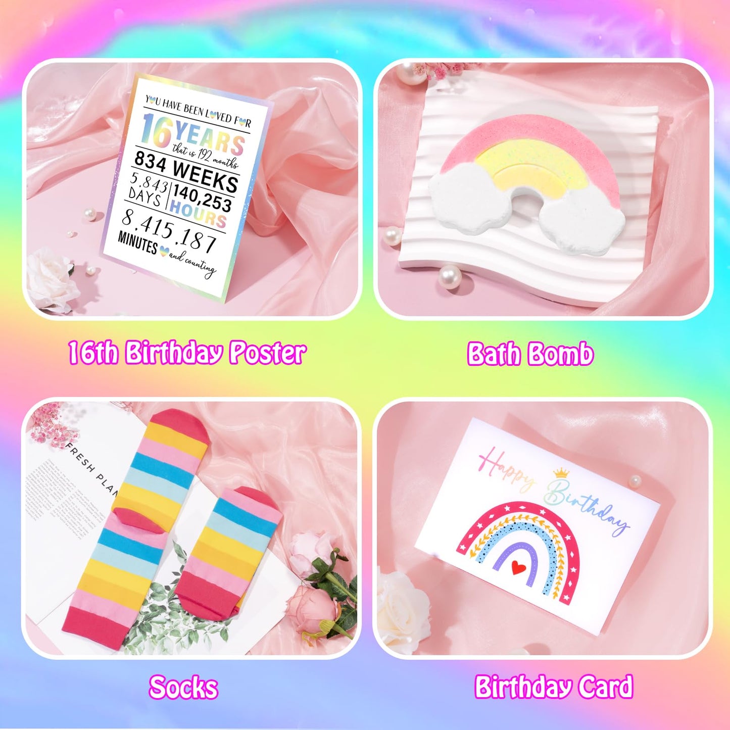 Frerdui Sweet 16 Gifts for Girls Rainbow 11 PCS Stainless Steel Set