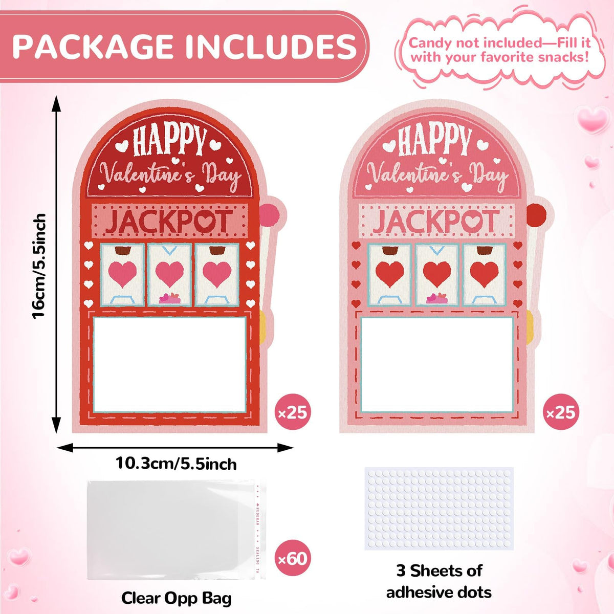 50 Pack Valentines Day Cards for School Funny Class Exchange Cards Bulk with Clear Treat Bags and Self Adhesive Tape Happy Valentines Party Favor for School Classroom Classmates Parents Teachers Gifts