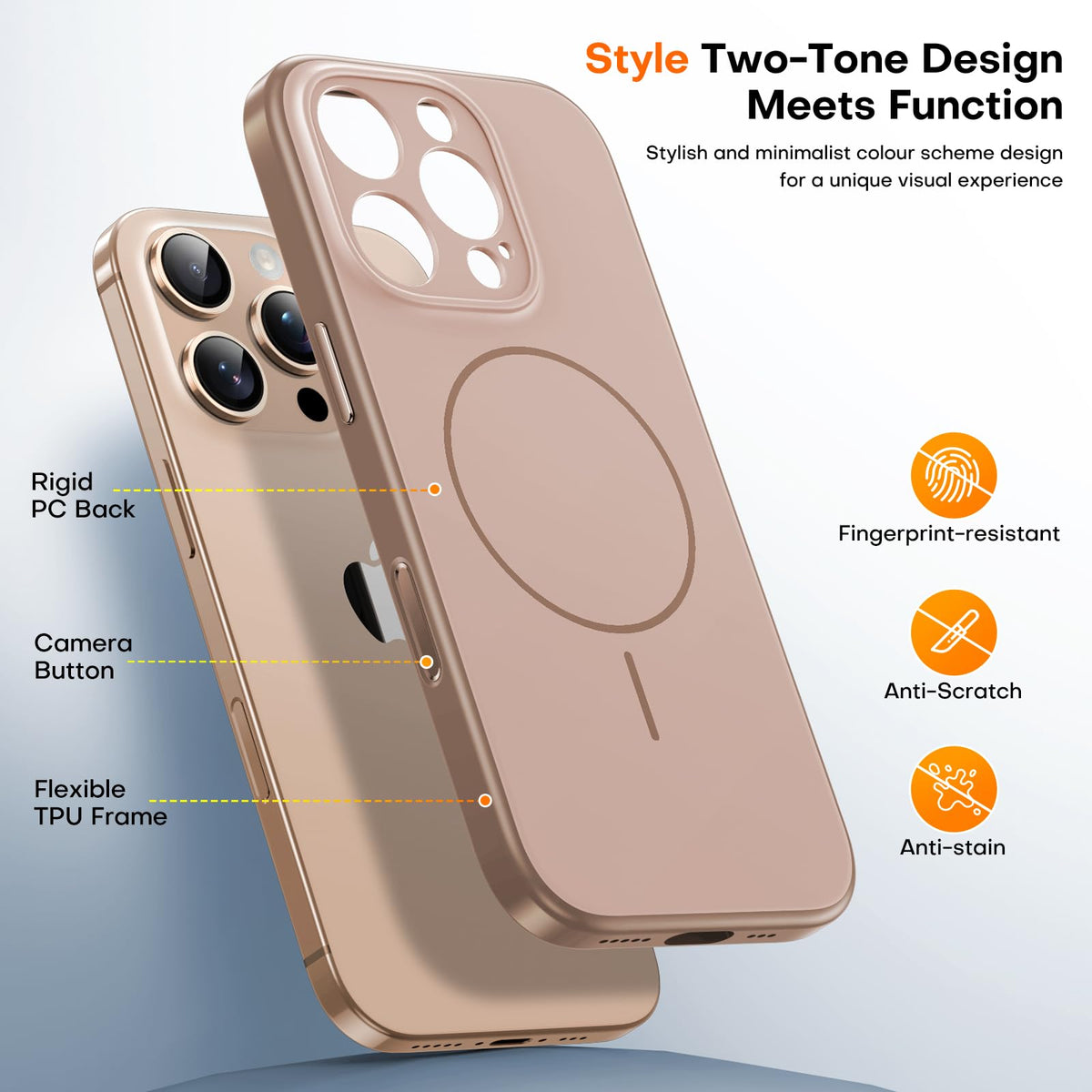 TAURI for iPhone 16 Pro Max Case, Upgrade Full Camera Protection, Camera Control, Compatible with Magsafe, Minimalist Slimmer Magnetic Phone Case for iPhone 16 Pro Max, Desert