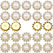 TKDUJH 100pcs Crystal Gem Sew On Rhinestone Pearl White 12mm 14mm Flower