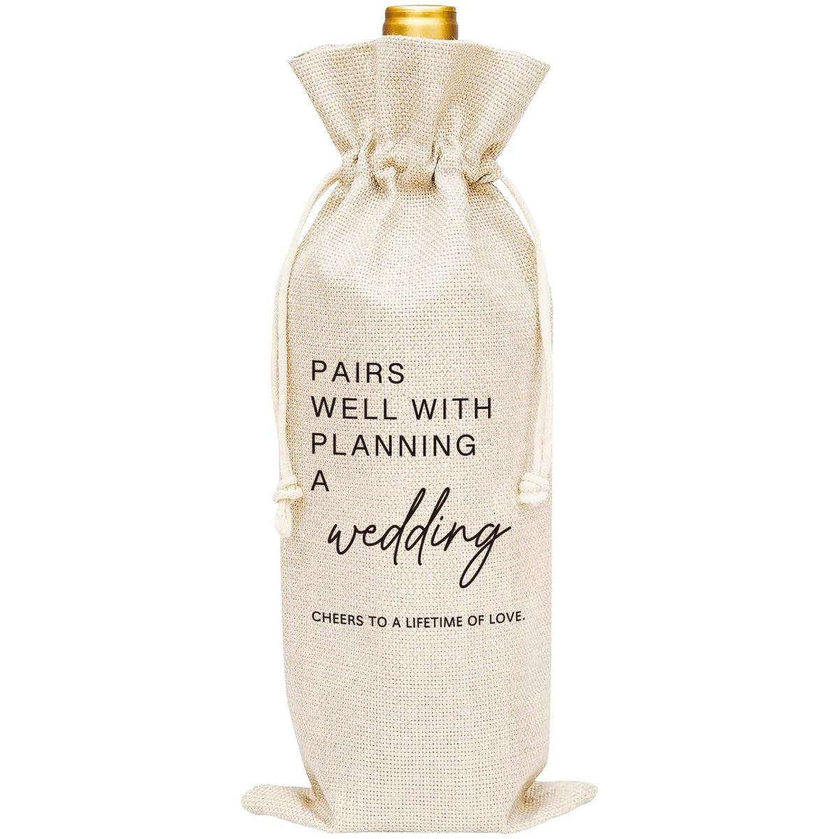 Remifala Wedding Wine Bags Wine Champagne Bag with Drawstring Wedding Planner Essentials Pairs Well Getting Married Engagement Gifts for Couple, Bride, Mr, Mrs, Bachelorette Party Favor