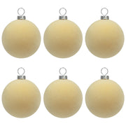 KI Store Beige Velvet Christmas Balls Ornaments 6pcs 2.36in Party Decor