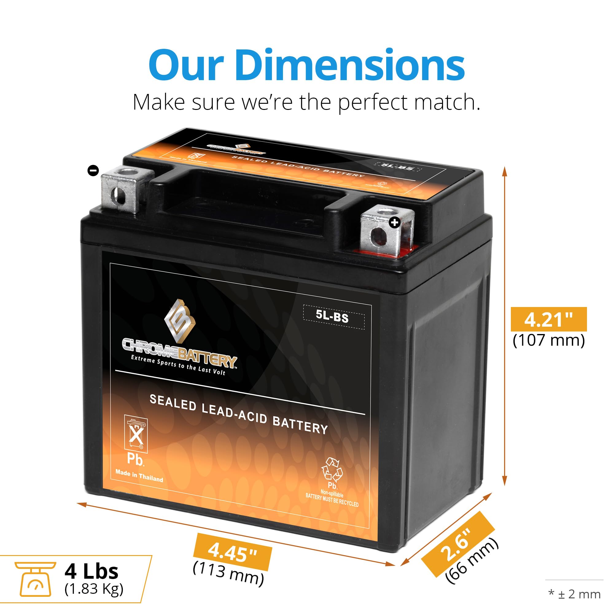 CB CHROMEBATTERY YTX20-BS 12V 270CCA AGM Battery 18Ah T3 Terminal