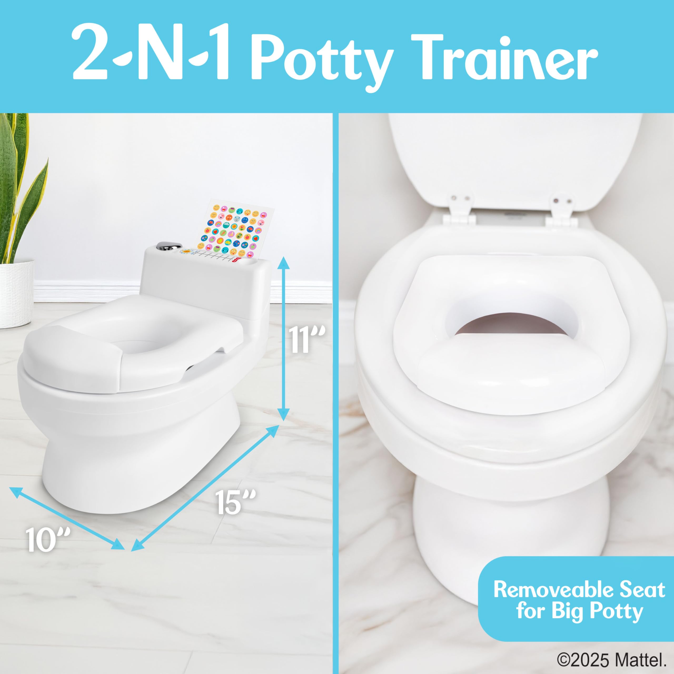 Fisher-Price 2-N-1 Potty Trainer with Flushing Sounds White Splash Guard