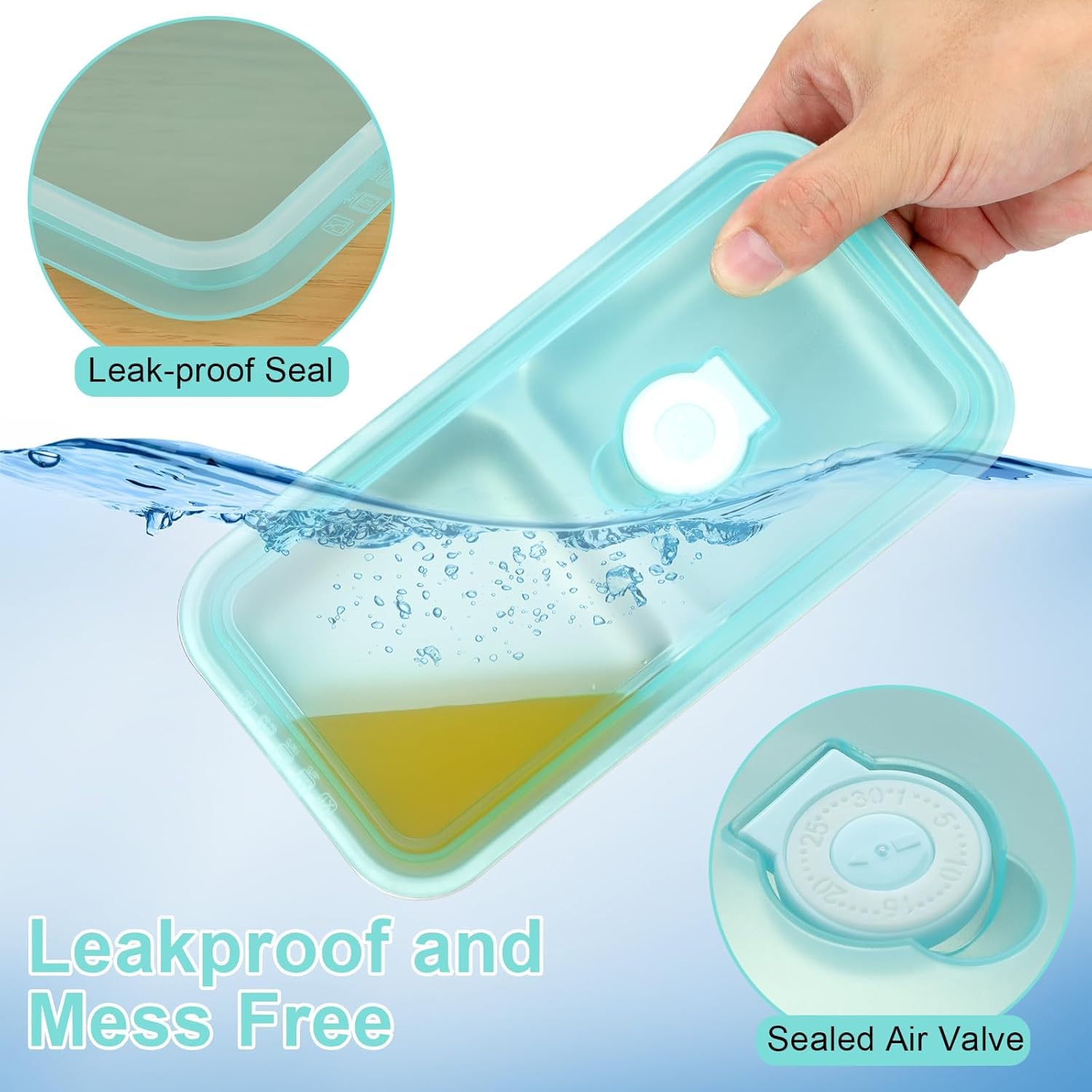 QWEZXO Stainless Steel Double Compartment Snack Containers with Lids 4 Pack Blue