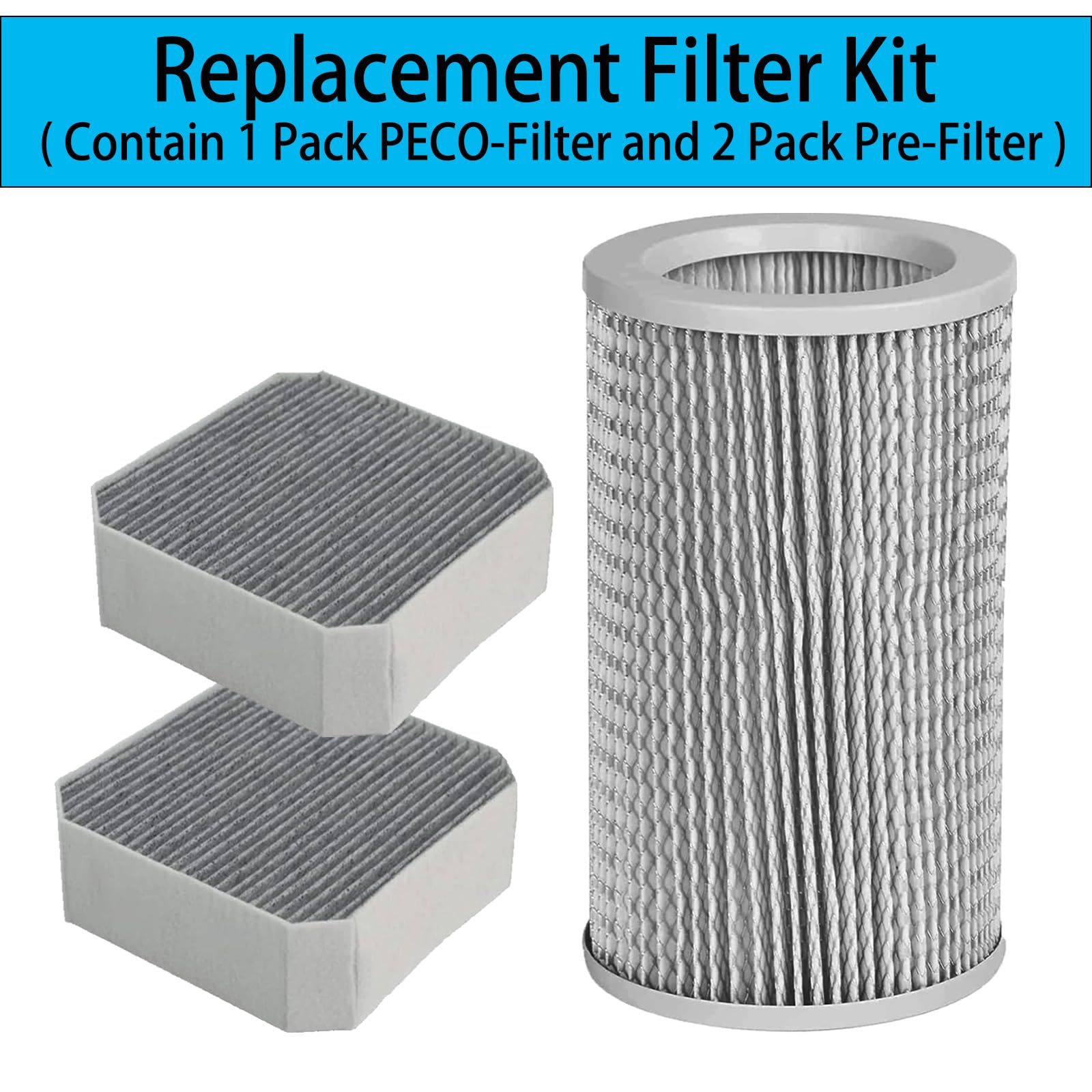 ZYBULSHJT 1+2 Replacement Filter Kit for Molekule Air Purifier PECO & Pre-Filter