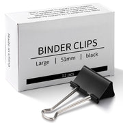 Eclirgan Large 1.9-Inch Heavy-Duty Black Binder Clips 48-Pack