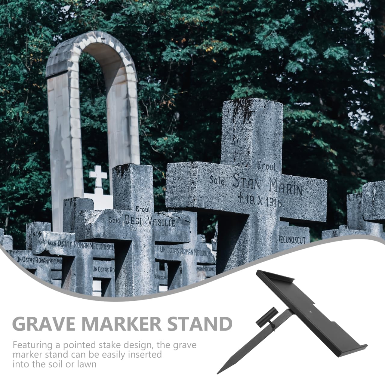 Cabilock Metal Memorial Stone Stand for Pets 6x12 Stones Metal Cemetery Decor