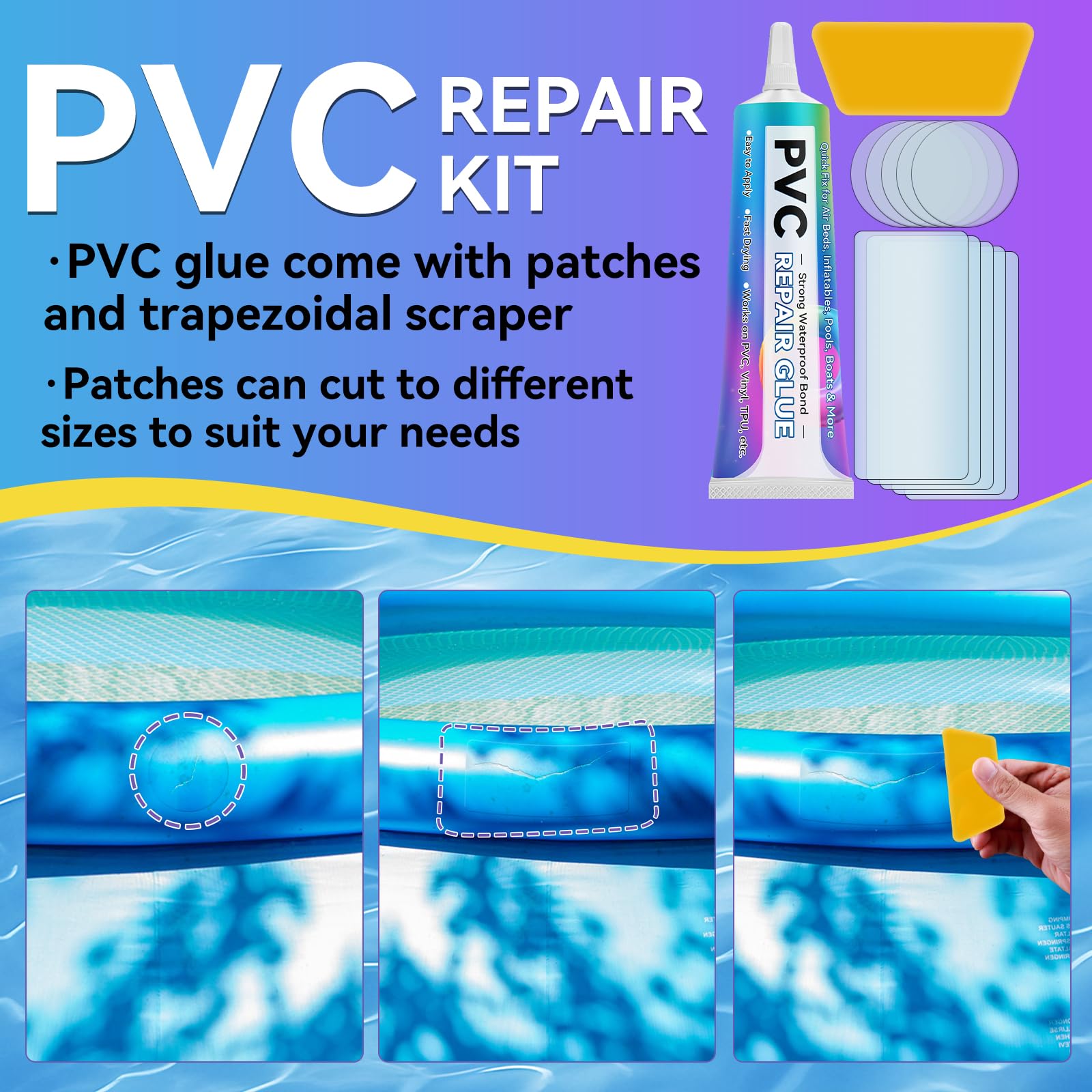 Balldanlu Air Mattress Patch Kit Waterproof Vinyl Repair Adhesive Inflatables