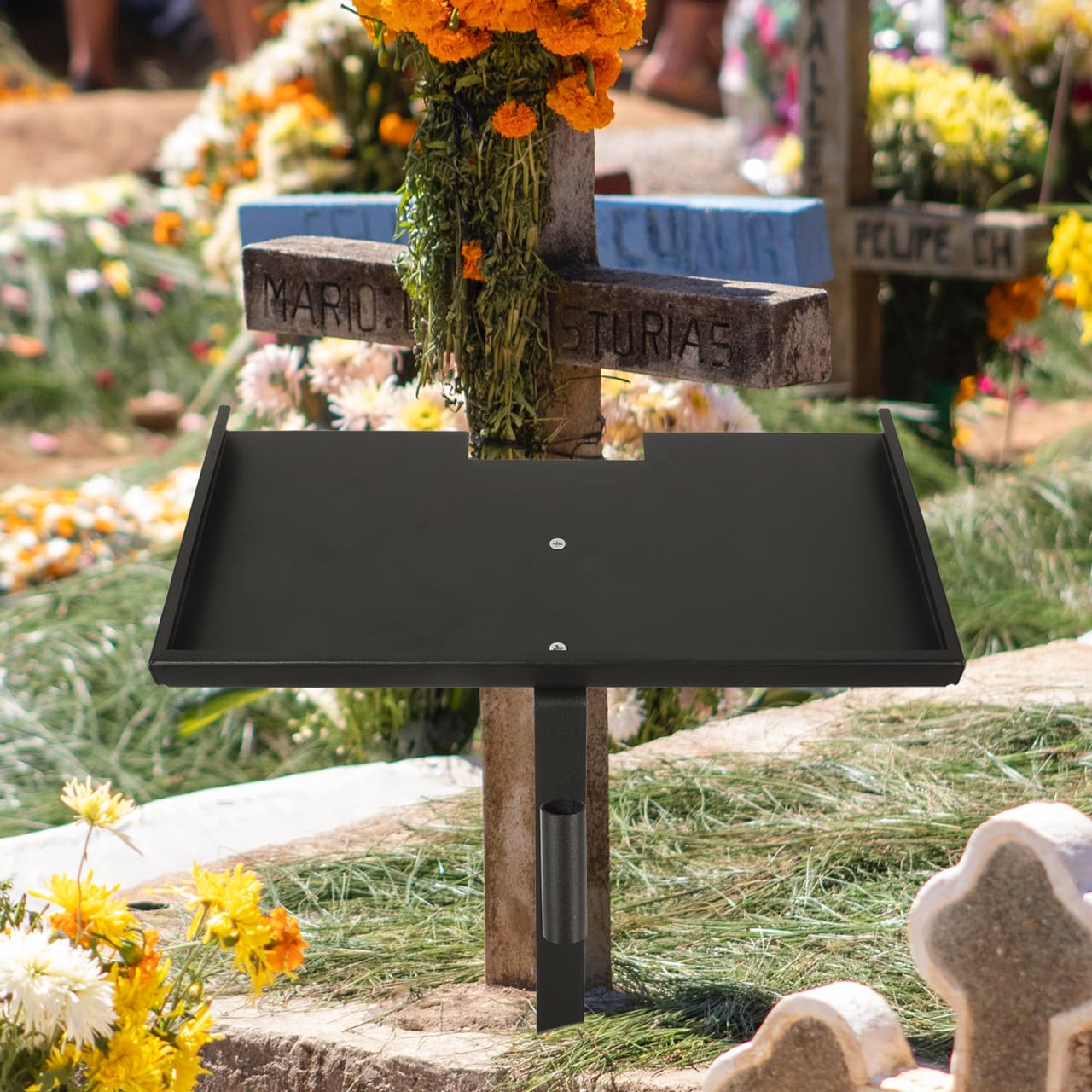Cabilock Metal Memorial Stone Stand for Pets 6x12 Stones Metal Cemetery Decor