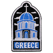 EMBRO BOF Blue Dome Greece Patch 3in Iron On Travel Patch