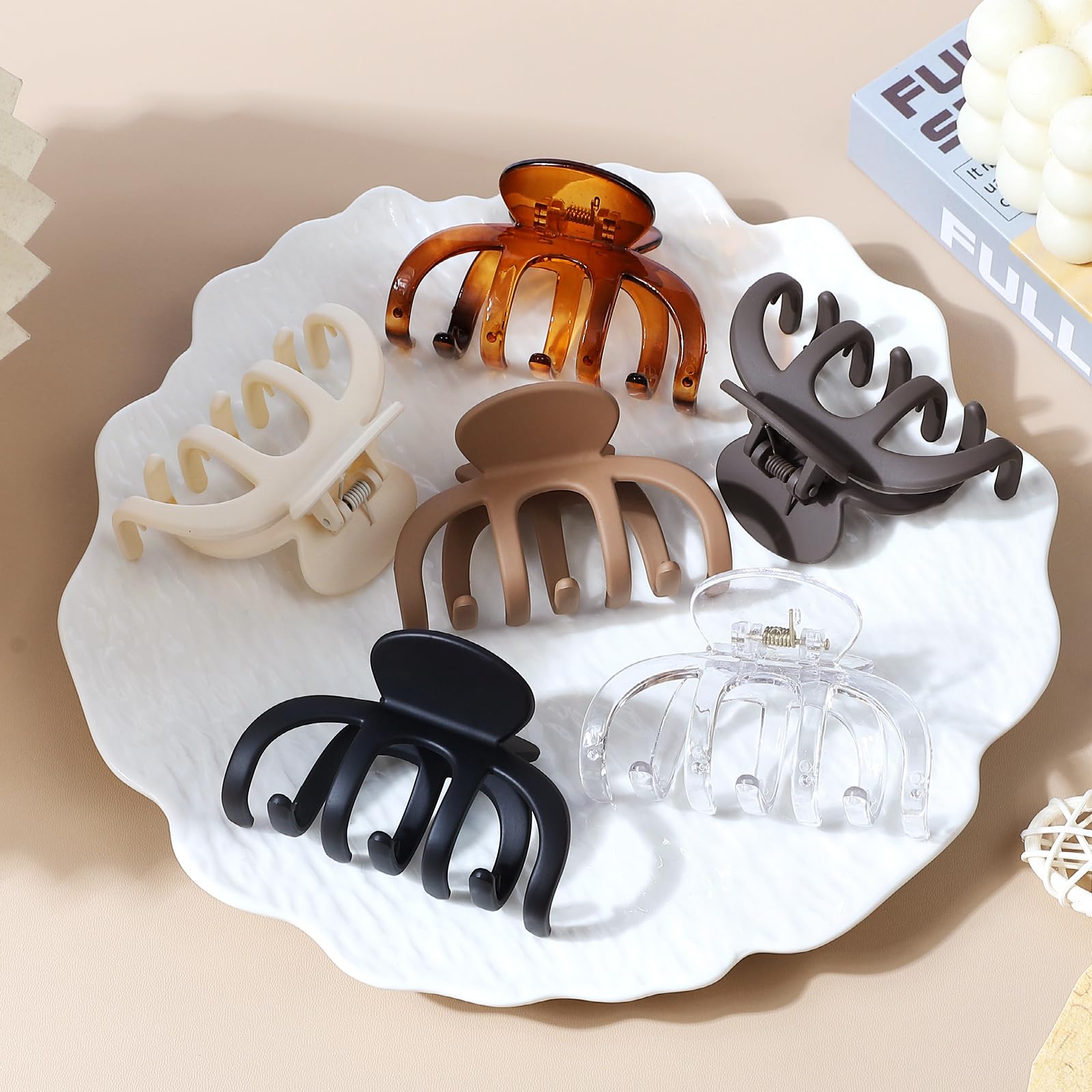SMKSL Hair Clips 3.5in Medium Claw Matte Banana Jaw Clips Transparent