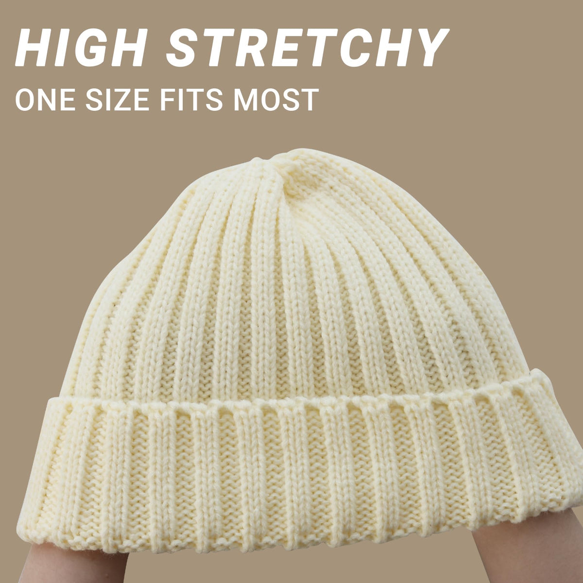 [Like New] NPQQUAN 2-Pack Khaki Knit Winter Beanies, Size S