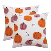 Tosleo Thanksgiving Pillow Covers 20x20 Set of 2 Halloween Pink and Orange Pumpkins Embroidered Pillow Cases Thanksgiving Home Party Pumpkin Fall Decor Pillowcases Cushion Covers