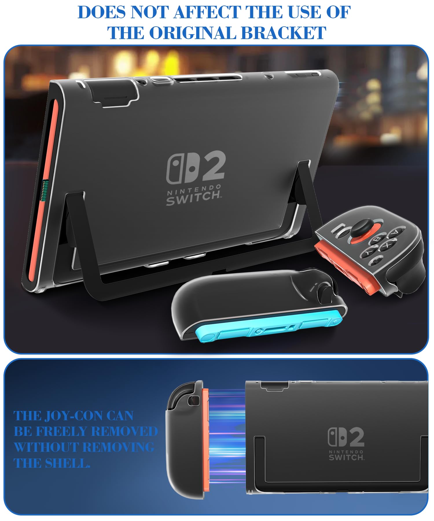 Teyomi Dockable Clear Case for Nintendo Switch 2 with 2 TPU Covers & 6 Grips