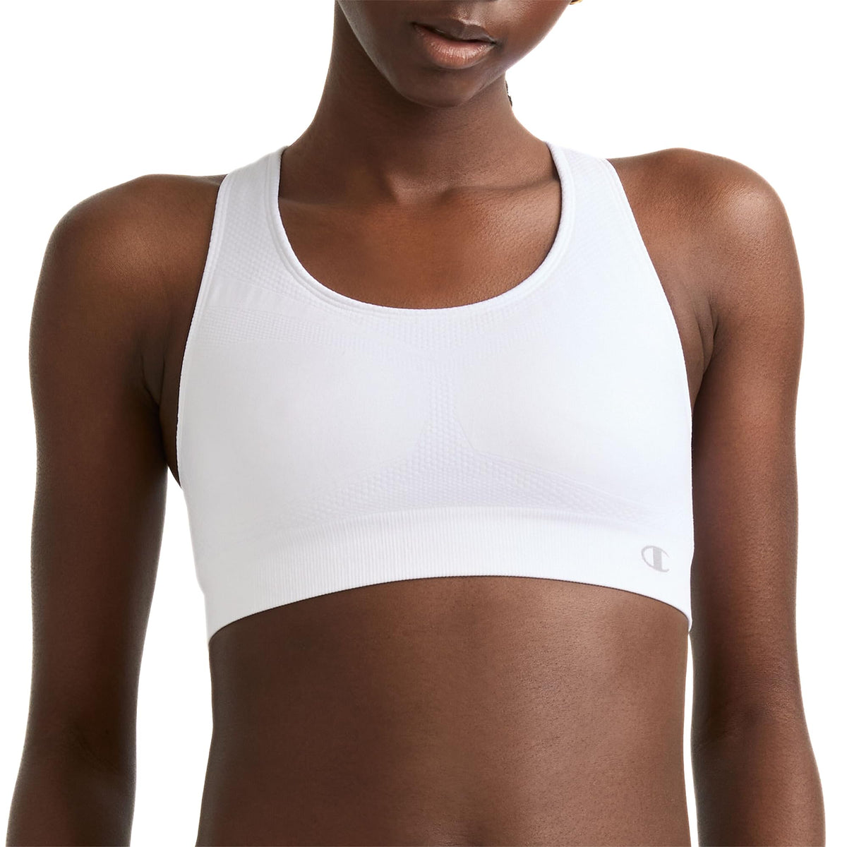 Champion Women's The Infinity Racerback Sports Bra, Moderate Support, Seamless, Moisture Wicking, White, Small