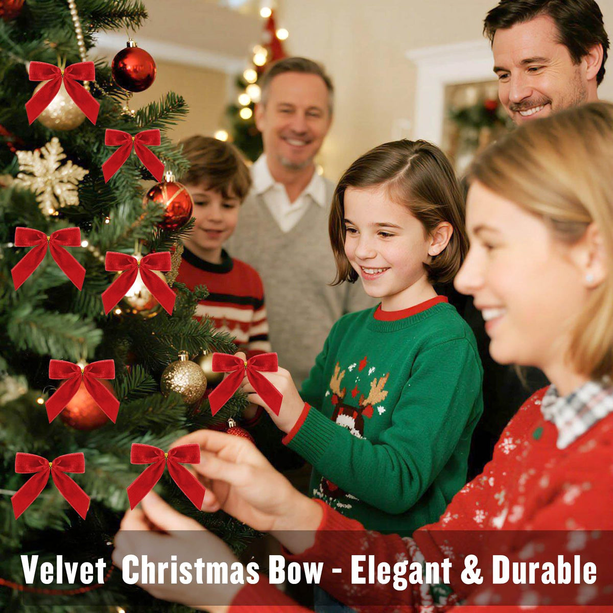 Adlbbkiy 24 Pack Red Velvet Twist Tie Bows for Christmas Tree, Pre-Tied Small