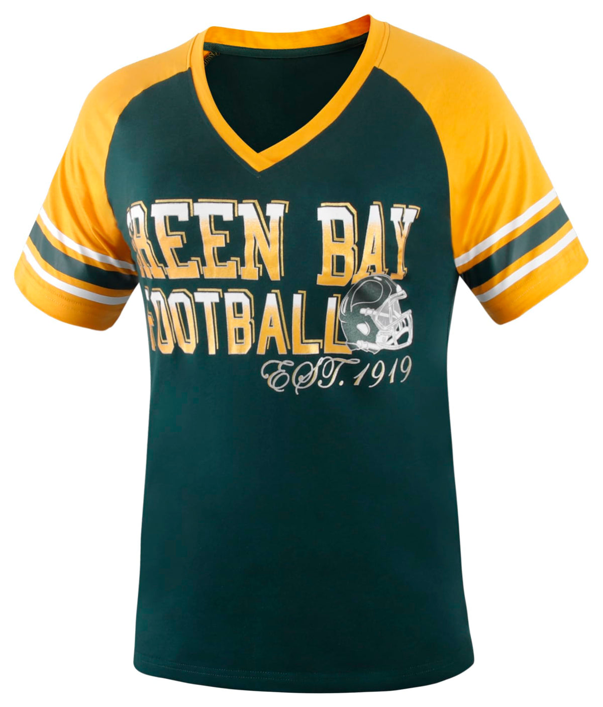 Simapak Womens Football Fans Athletic City Raglan T-Shirts - Green & Yellow (Size:2XL)