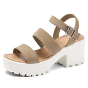 mysoft Women's Platform Sandals Ankle Strap Open Toe Chunky Heels US 7