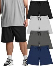 Taiyin 5 Pack Men's Big & Tall Quick Dry Athletic Gym Shorts Black Gray 4XL