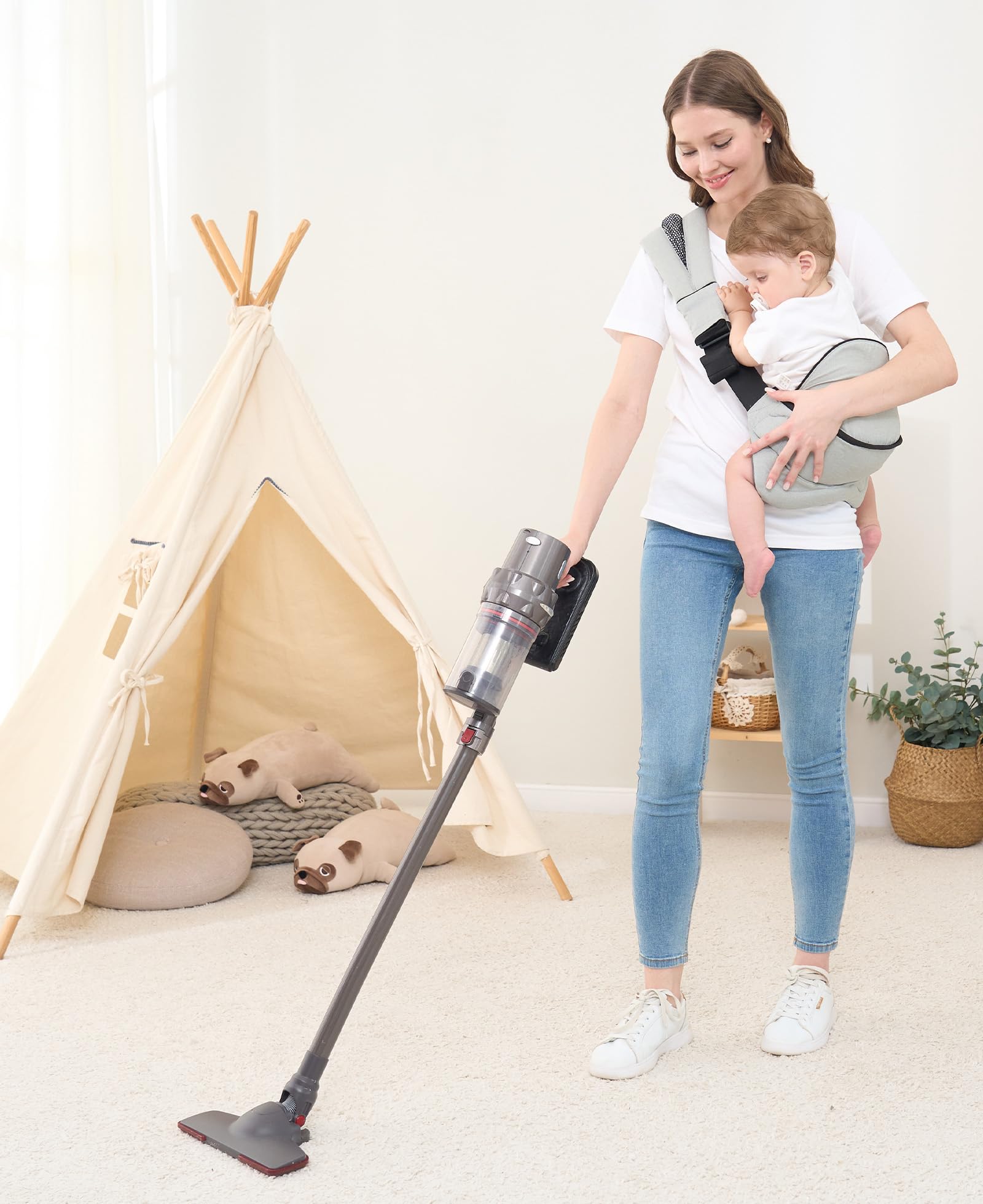 GAGAKU Toddler Carrier Adjustable Padded Sling Baby Holder Light Grey Onesize