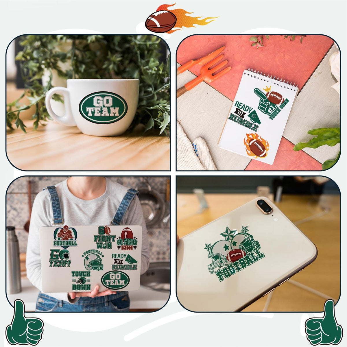 Green Team Spirit Temporary Tattoos, 180 Pcs Football Sports Cheer Face Tattoo Stickers, Glitter Green Team Spirit Week Accessories for Cheerleading Teams Sports Games Supplies School Prizes Rewards