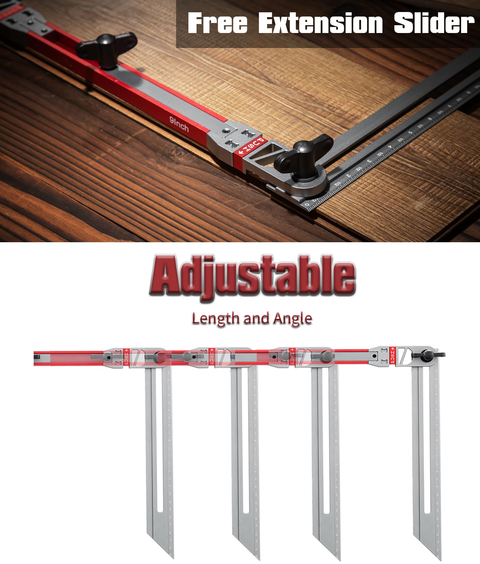 JLYLOL Stair Tread Template Tool Jig Measuring Gauge Angle Guide Red Grey