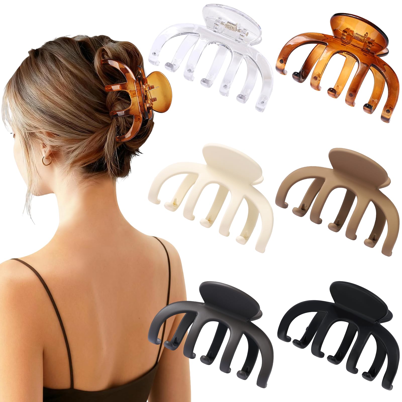 SMKSL Hair Clips 3.5in Medium Claw Matte Banana Jaw Clips Transparent