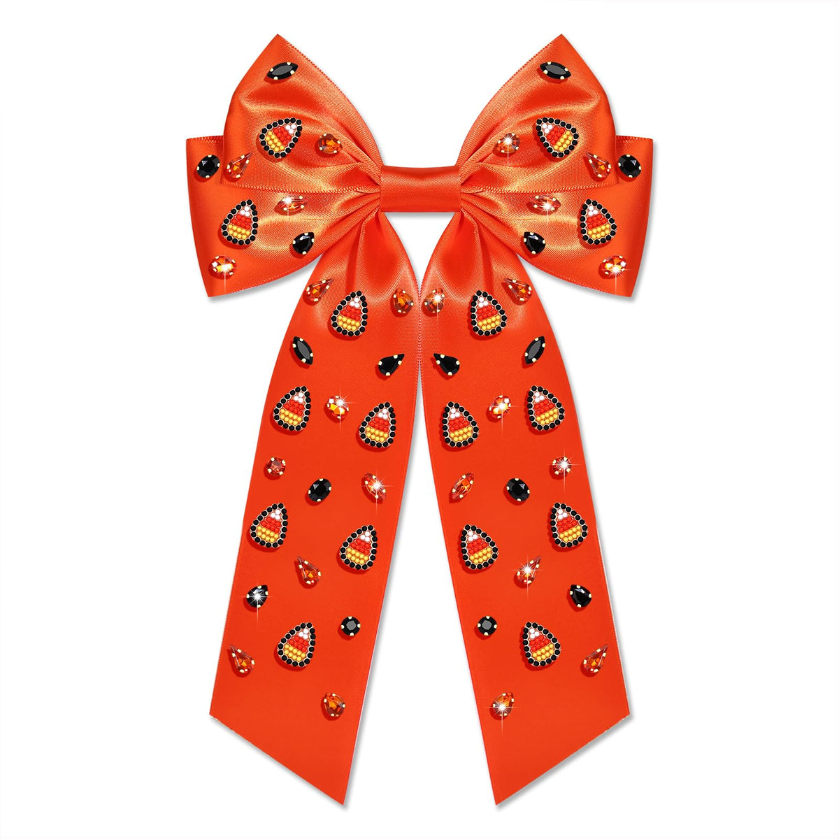 HEIDKRUEGER Orange Halloween Hair Bow Clip Cute Spooky Corn Pumpkin Bow Hair