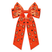 HEIDKRUEGER Orange Halloween Hair Bow Clip Cute Spooky Corn Pumpkin Bow Hair
