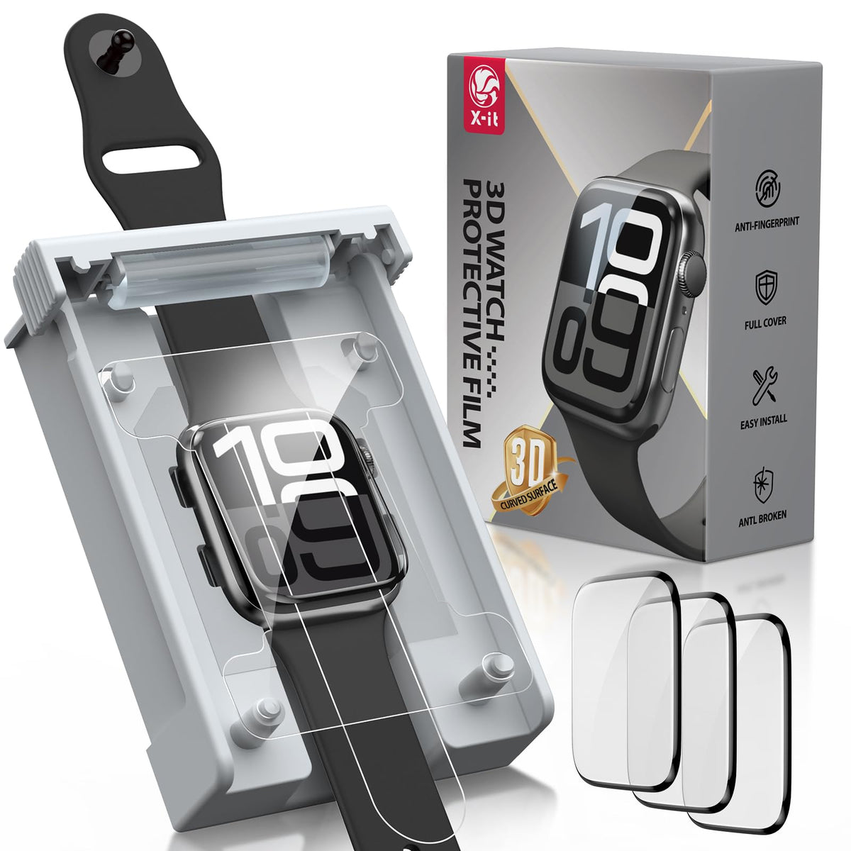 X-it for Apple Watch Series S9/8/7 41MM Screen Protector [Automatic Align Tech]
