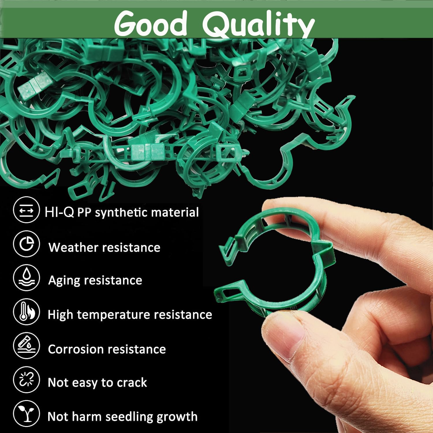 7Queen 250PK Plant Support Clips Tomato Grape Vine Green Plastic Clips