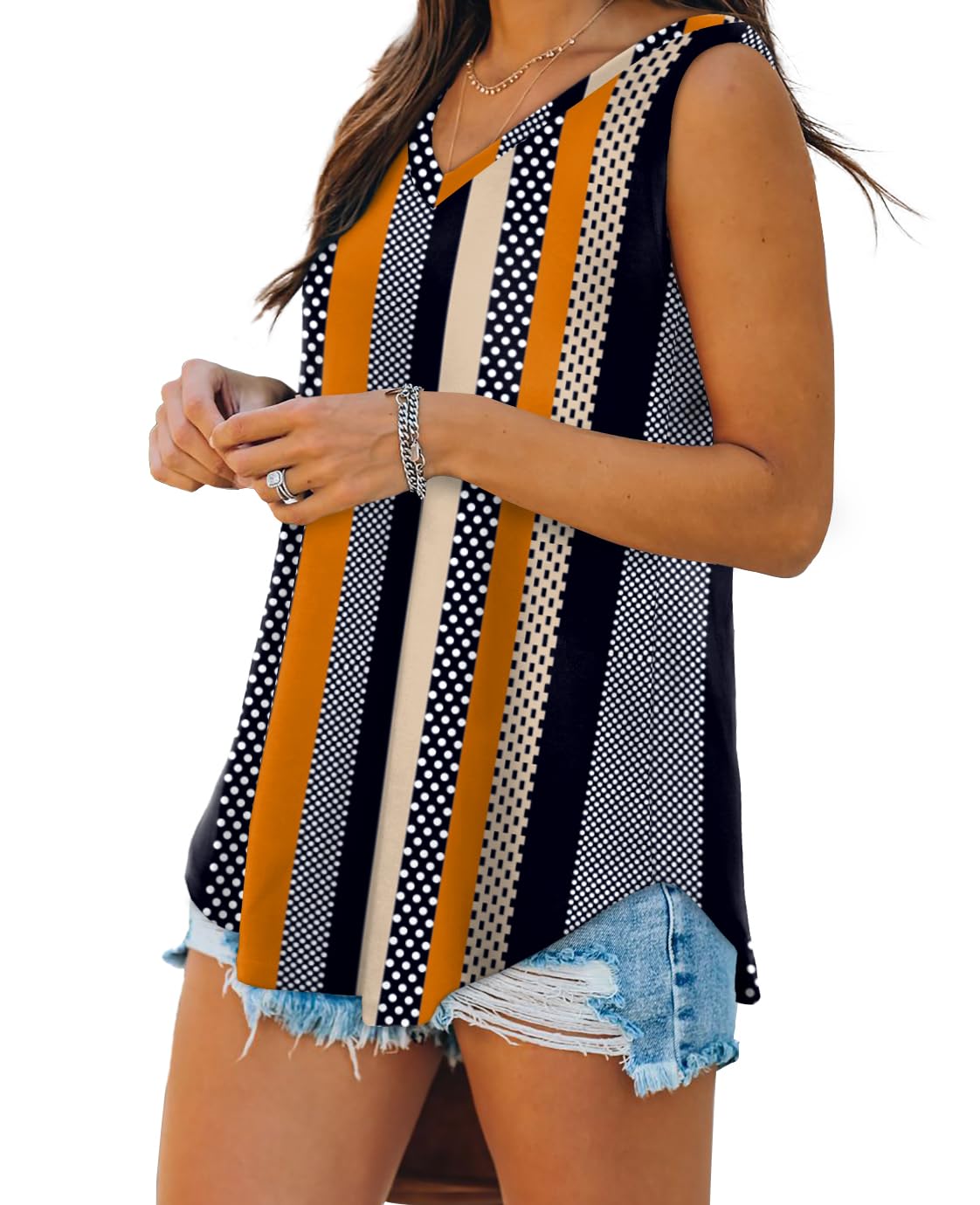 XIEERDUO Loose Tank Tops for Women Trendy Soft V Neck Summer Fashion Floral