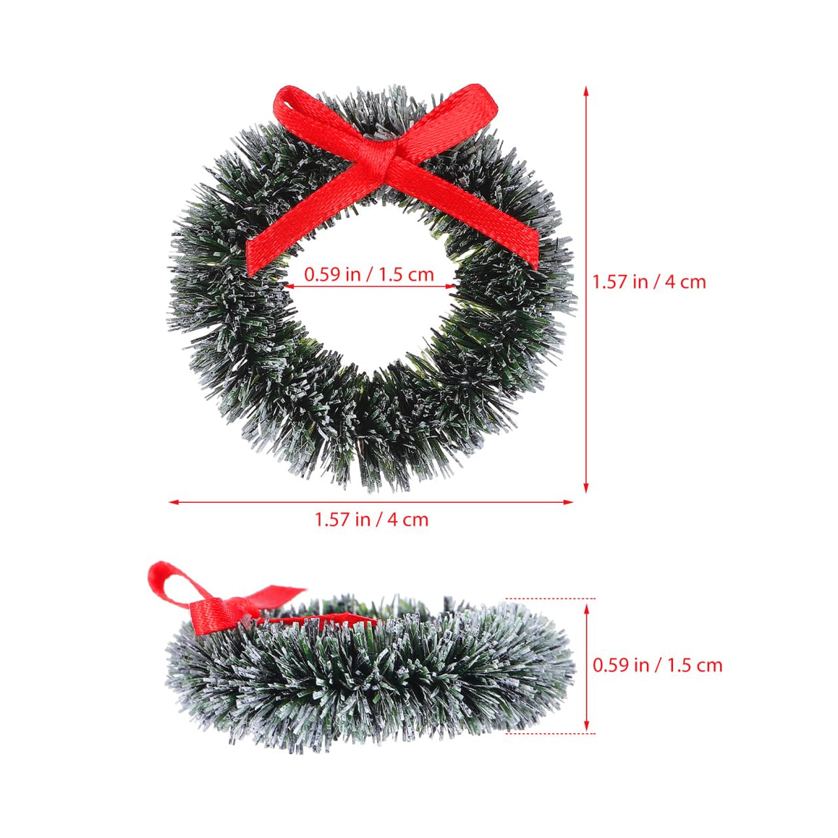 Veemoon 20Pcs Mini Christmas Wreaths with Bow, Christmas Tree Miniature Hanging Wreaths DiIY Craft Winter Garlands Decoration Dollhouse Garlands Ornaments for Festival Supplies (1. 4inch, Green)
