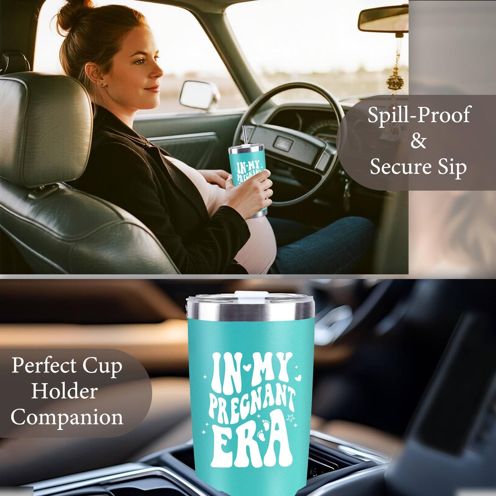 CUPLOOV Pregnant Blue Tumbler 20oz Insulated Cup with Lid & Straw