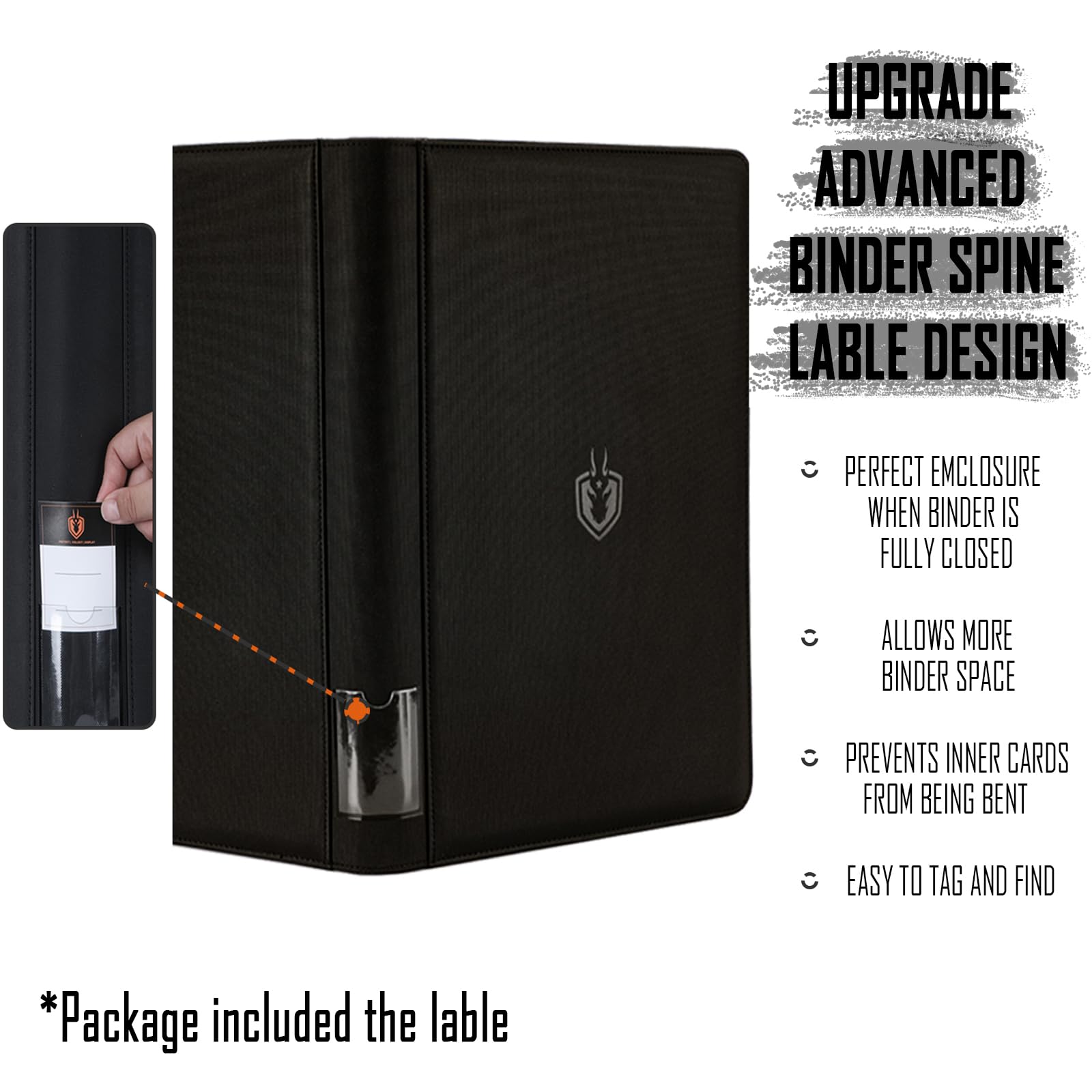 ByderPro Toploader Binder 4-Pocket 3x4" Card Holders Black Waterproof PU Leather