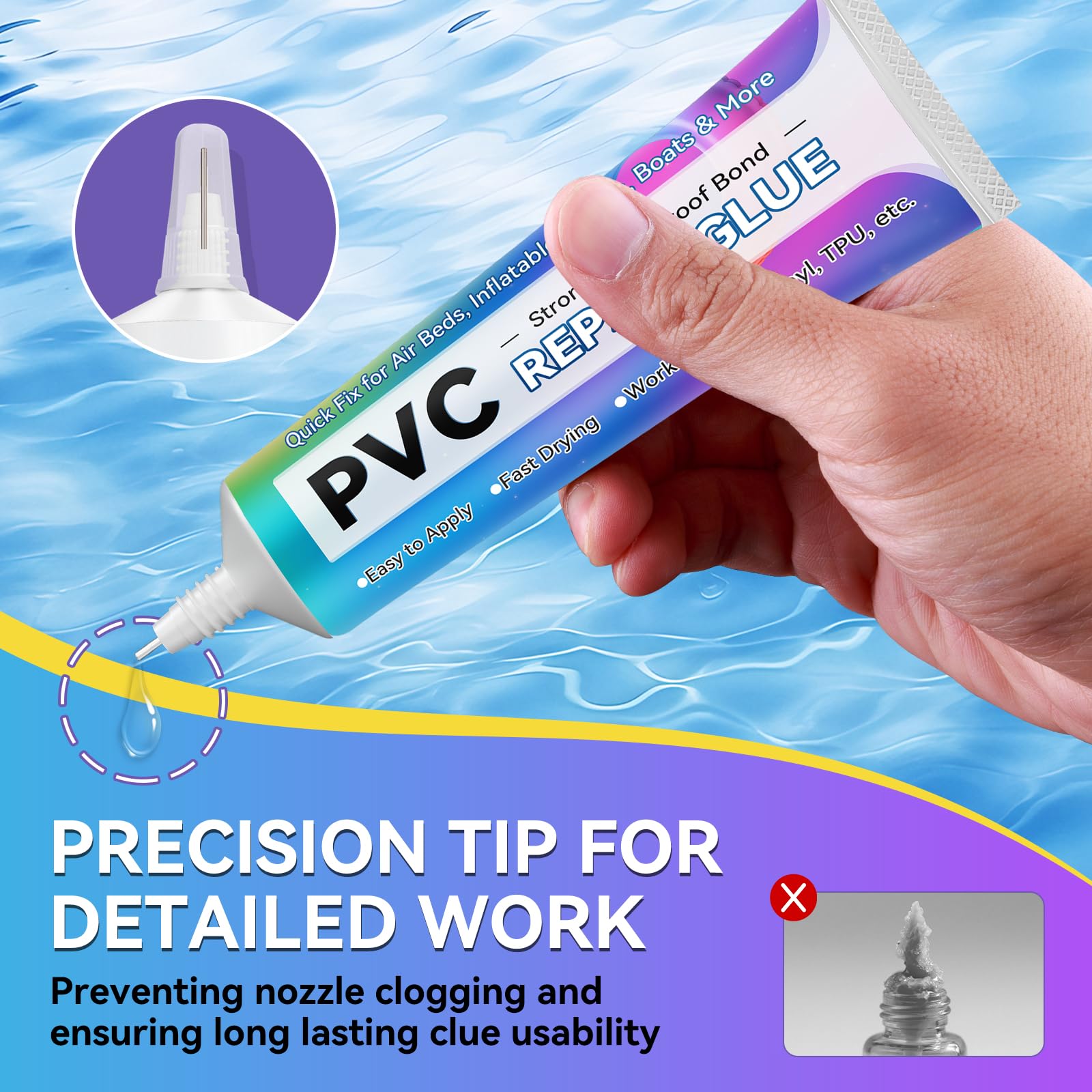 Balldanlu Air Mattress Patch Kit Waterproof Vinyl Repair Adhesive Inflatables