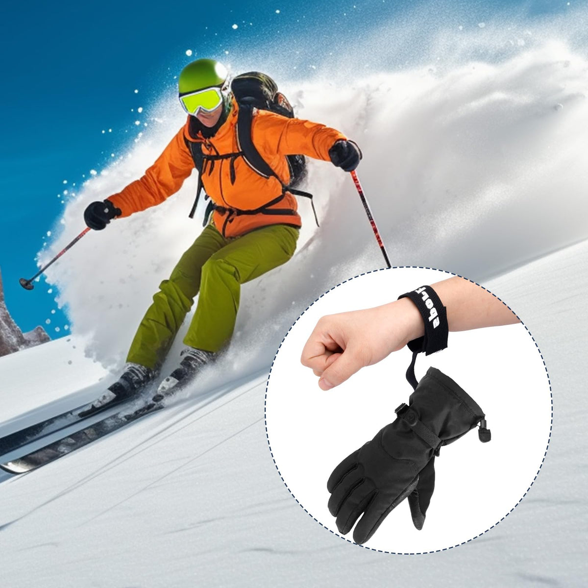 4-Piece Ski and Snowboard Glove Safety Strap Set
