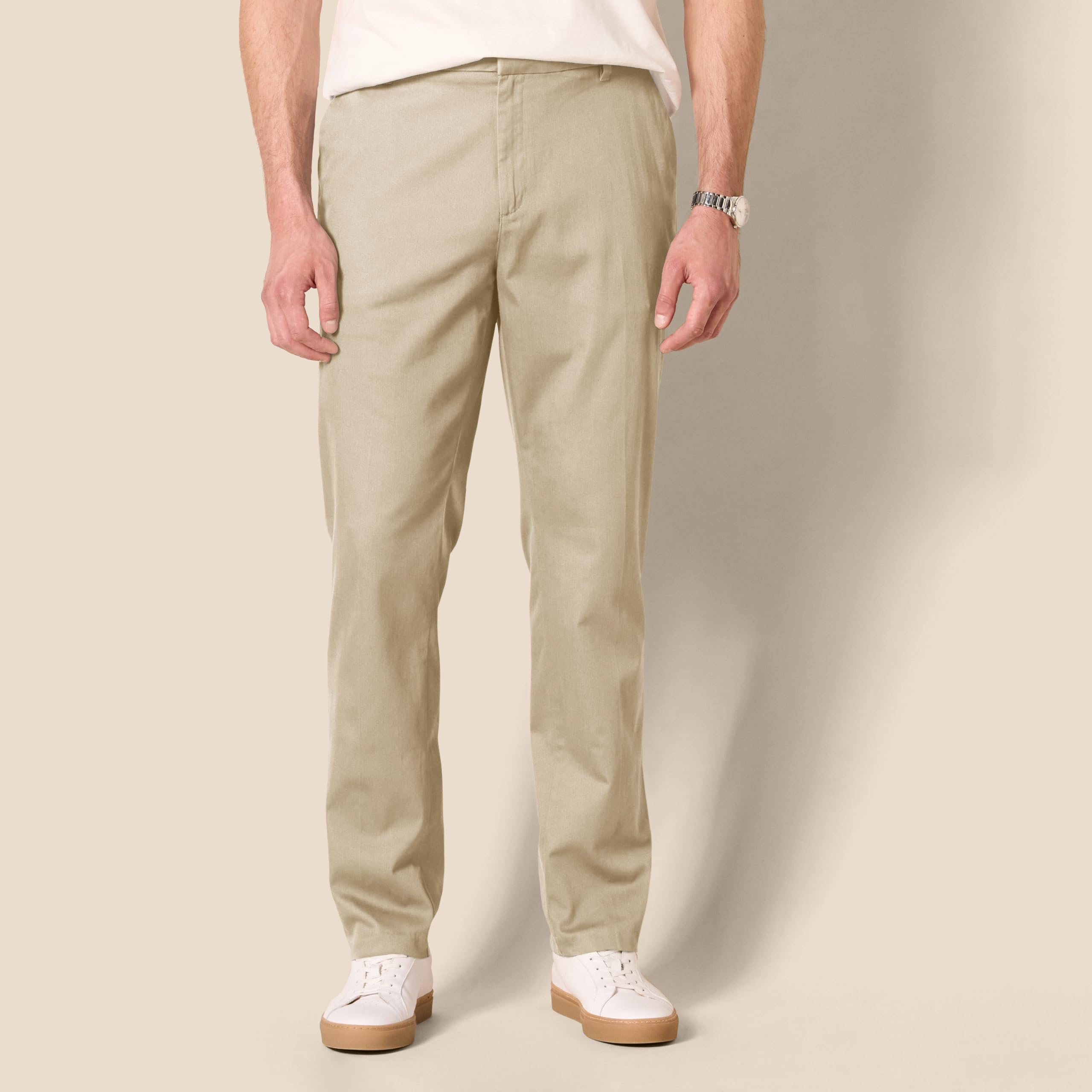 Amazon Essentials Men's Slim-Fit Wrinkle-Resistant Stretch Pants Tan Size 34x33