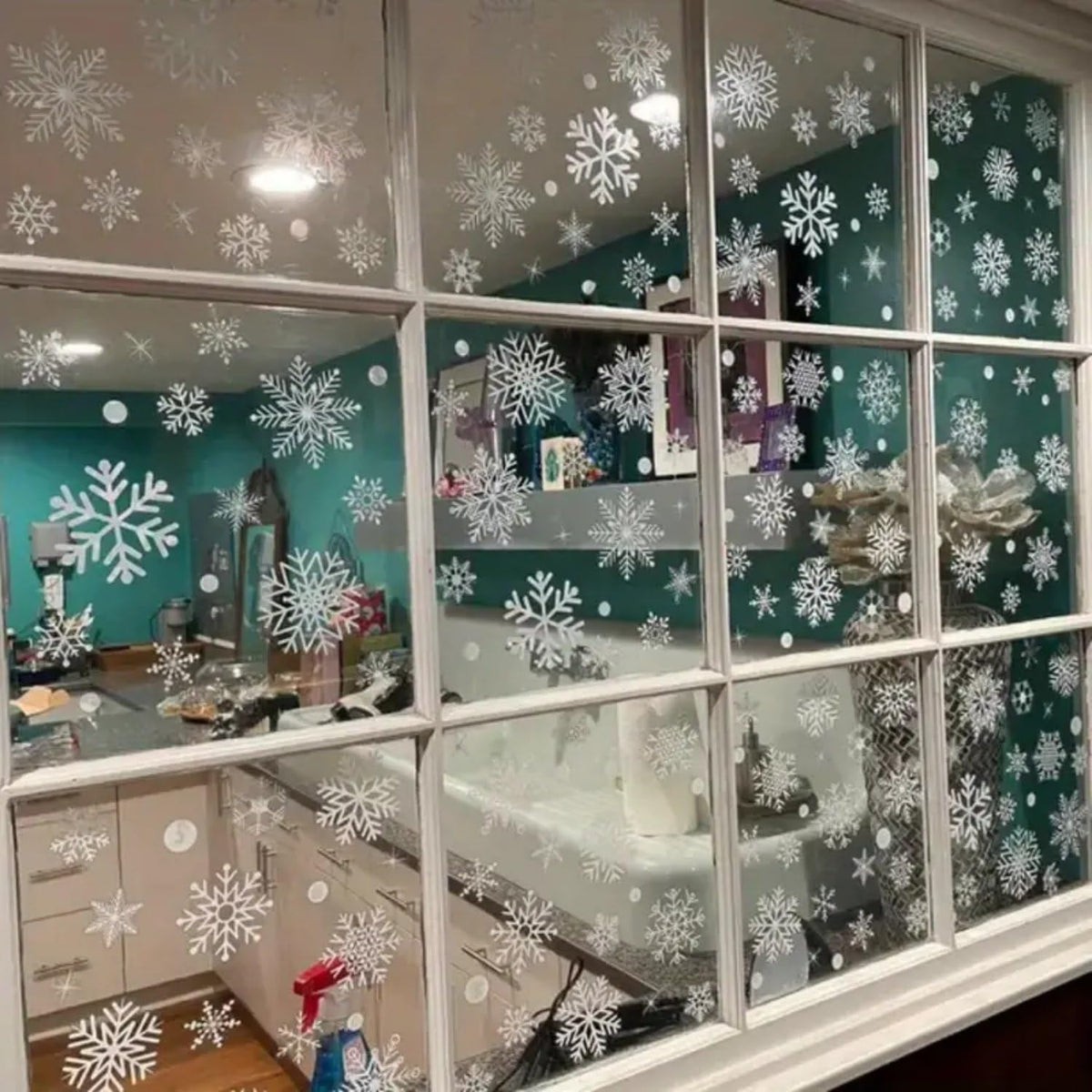 QUNITKAST Christmas Window Clings - Snowman, Santa, Reindeer, Xmas Stickers