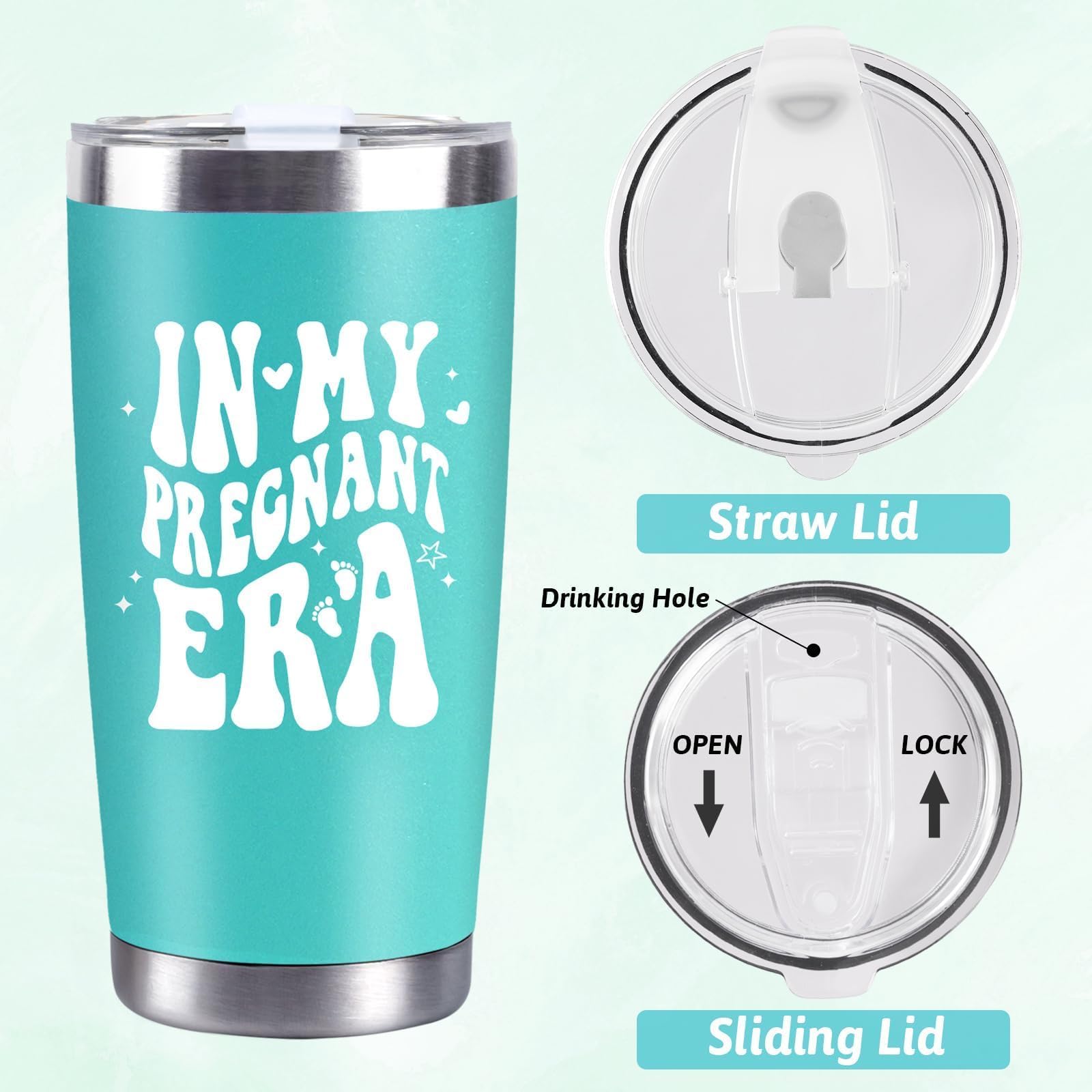 CUPLOOV Pregnant Blue Tumbler 20oz Insulated Cup with Lid & Straw