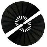 GeGeYa 13inch Large Rave Fan Foldable Hand Fans Black 2 Packs