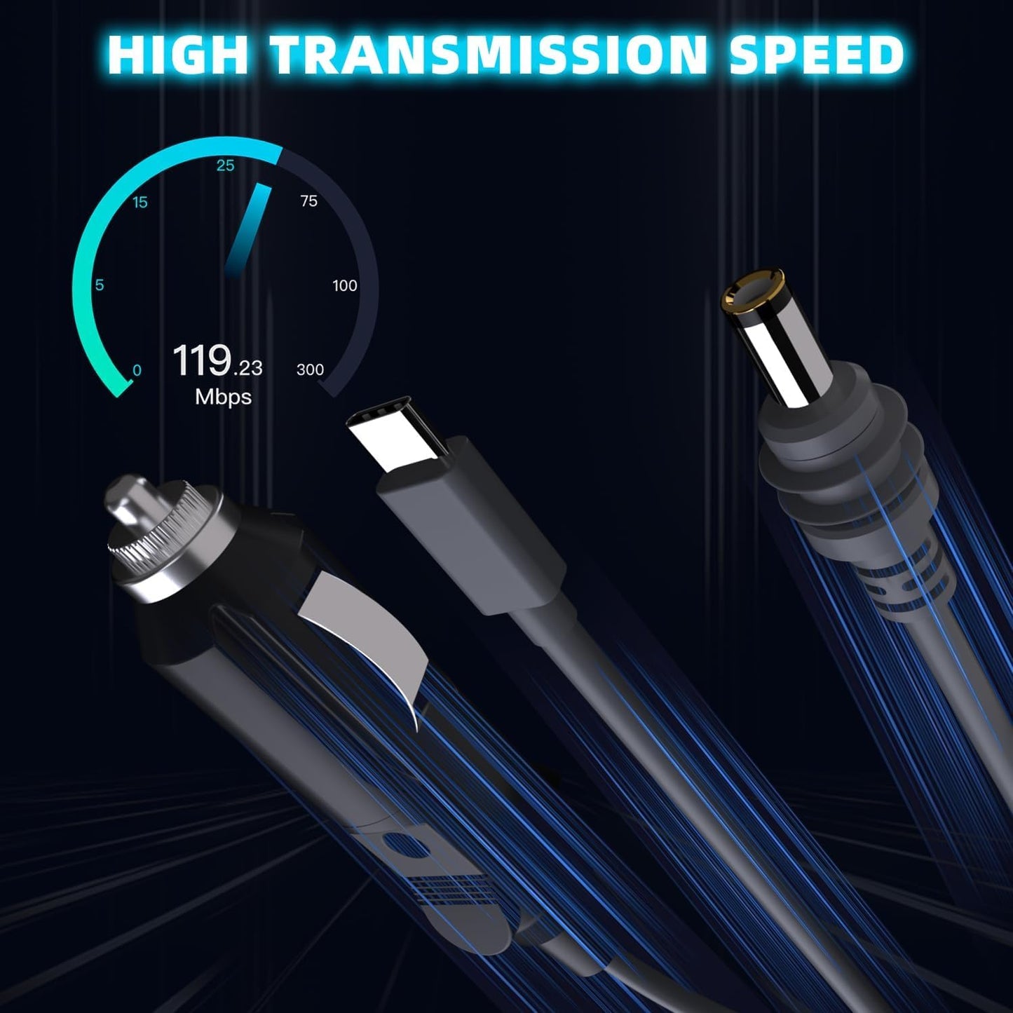 NURUBRM Starlink Mini 3-in-1 DC Power Cable 3M 10FT Waterproof Grey 12V