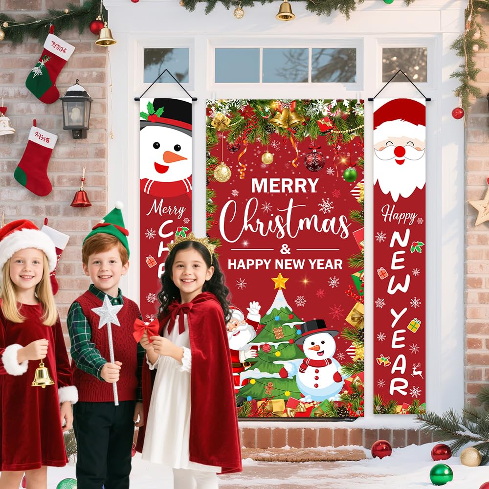 AIBIIN 3-Piece Christmas Door Banner Set, Polyester, 90 x 180 cm