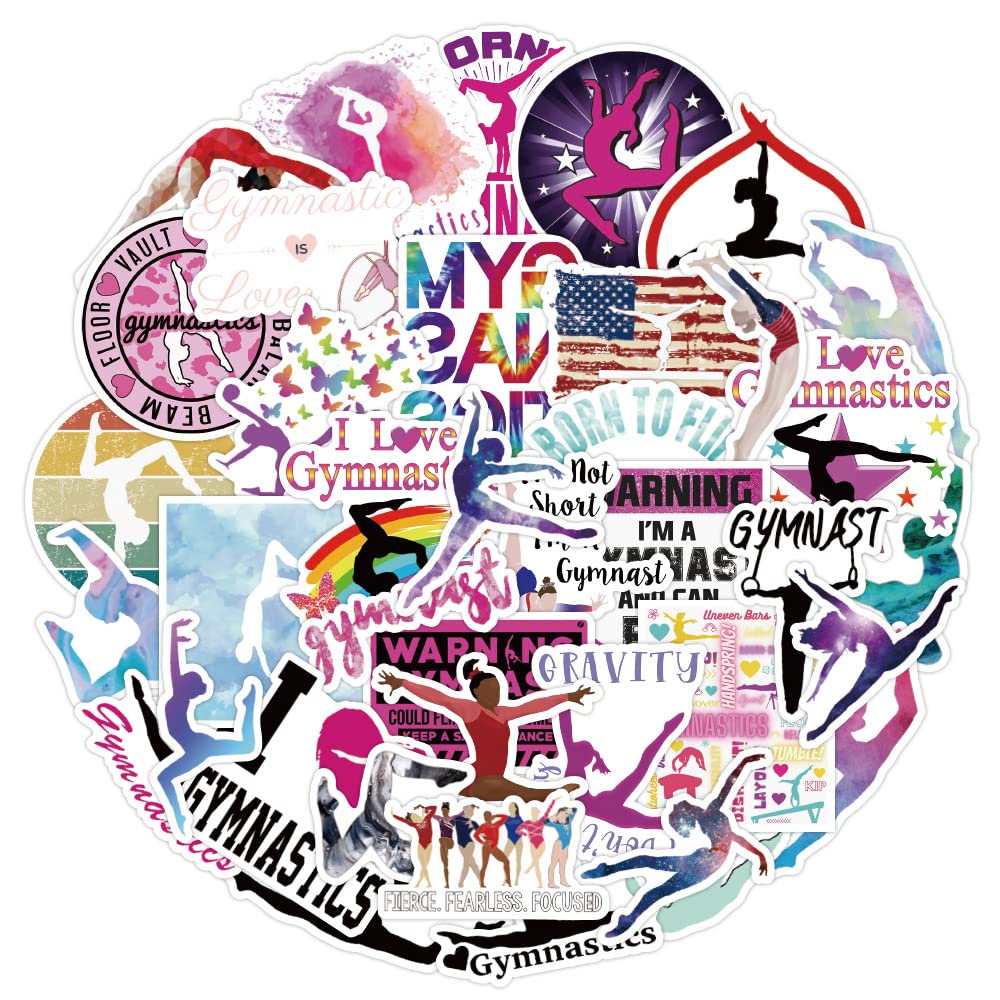 MAXSNOW Gymnastics Stickers 50pcs Vinyl Waterproof White Dance Stickers