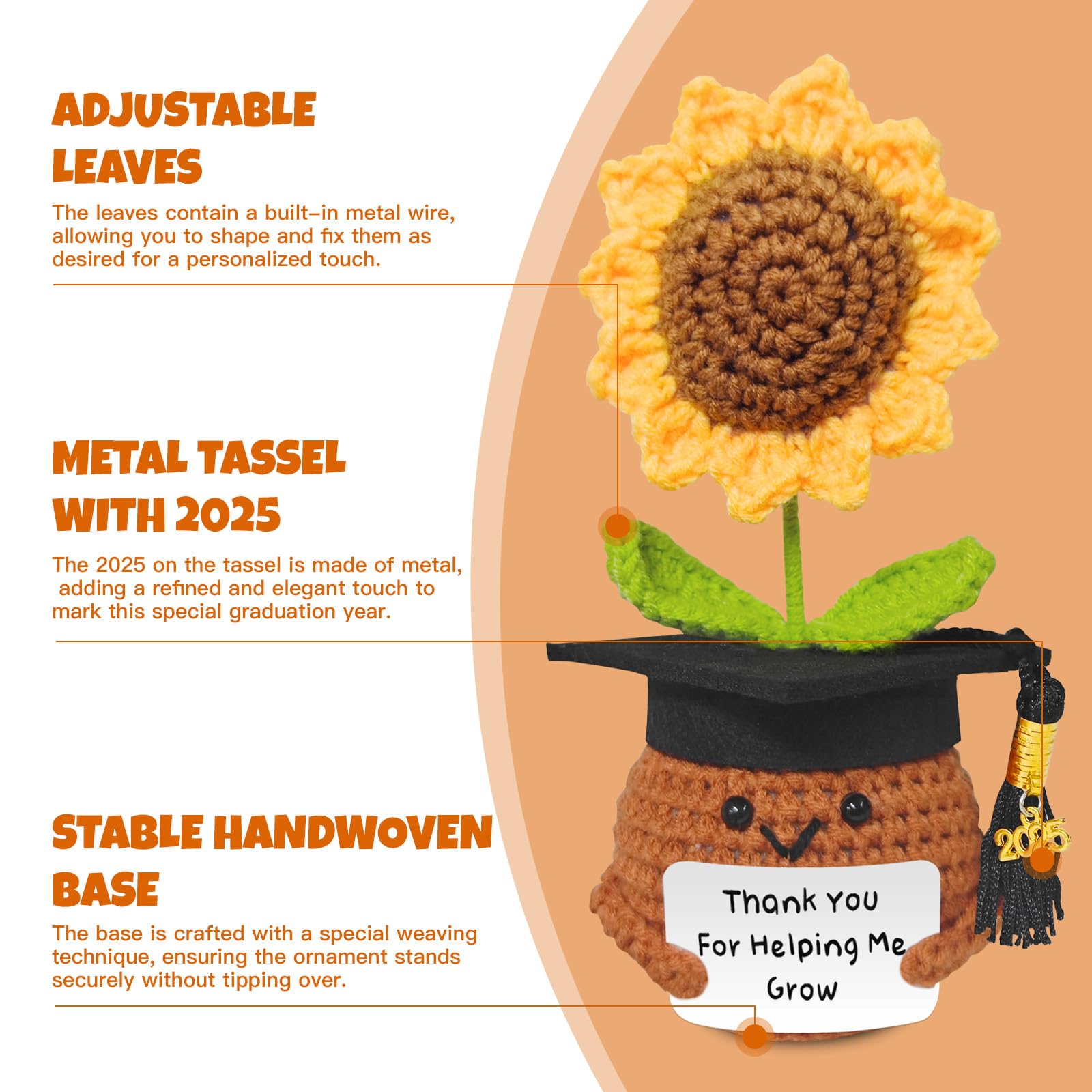 Lanpul Handmade Crochet Sunflower Teacher Appreciation Gift Yellow 1 Pc