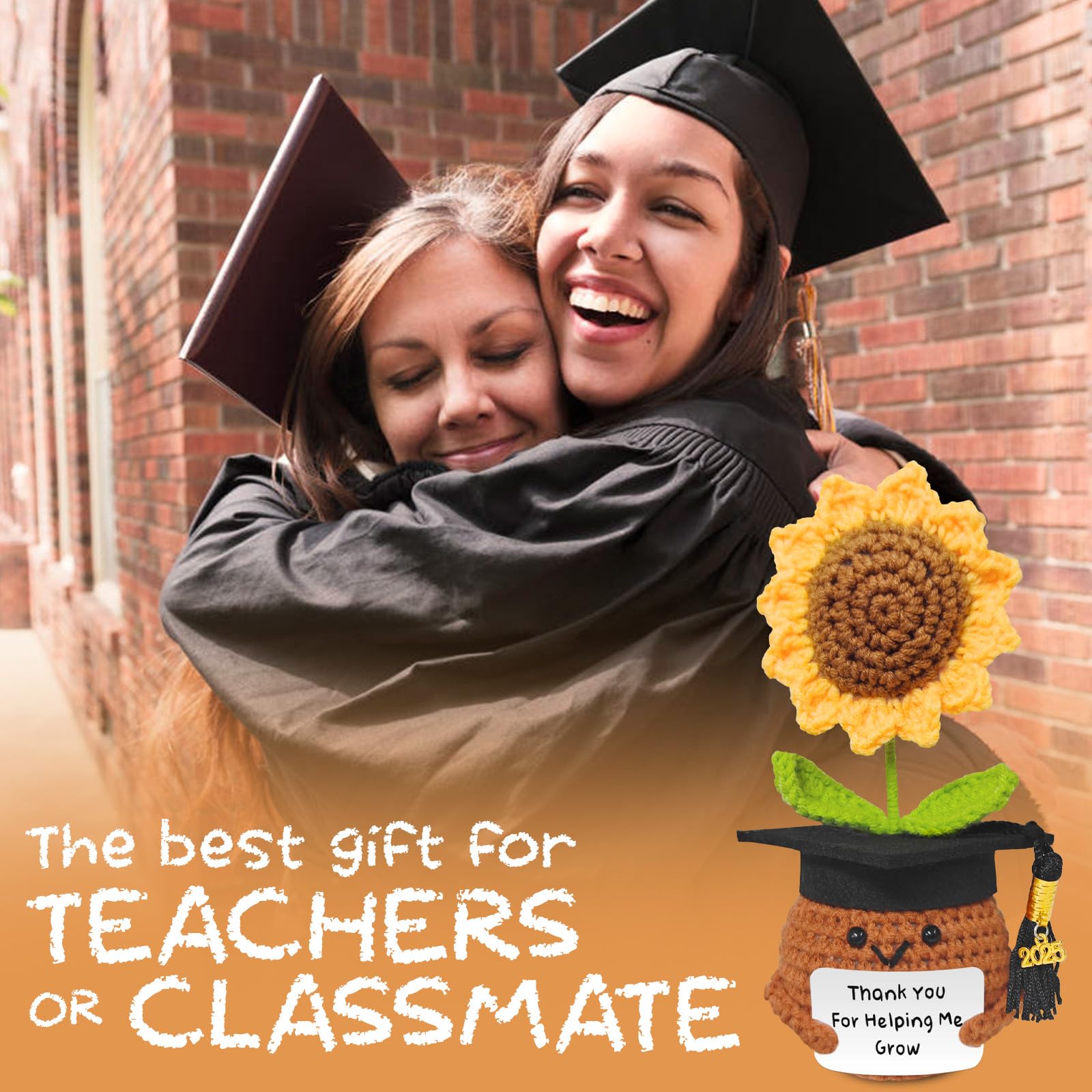 Lanpul Handmade Crochet Sunflower Teacher Appreciation Gift Yellow 1 Pc