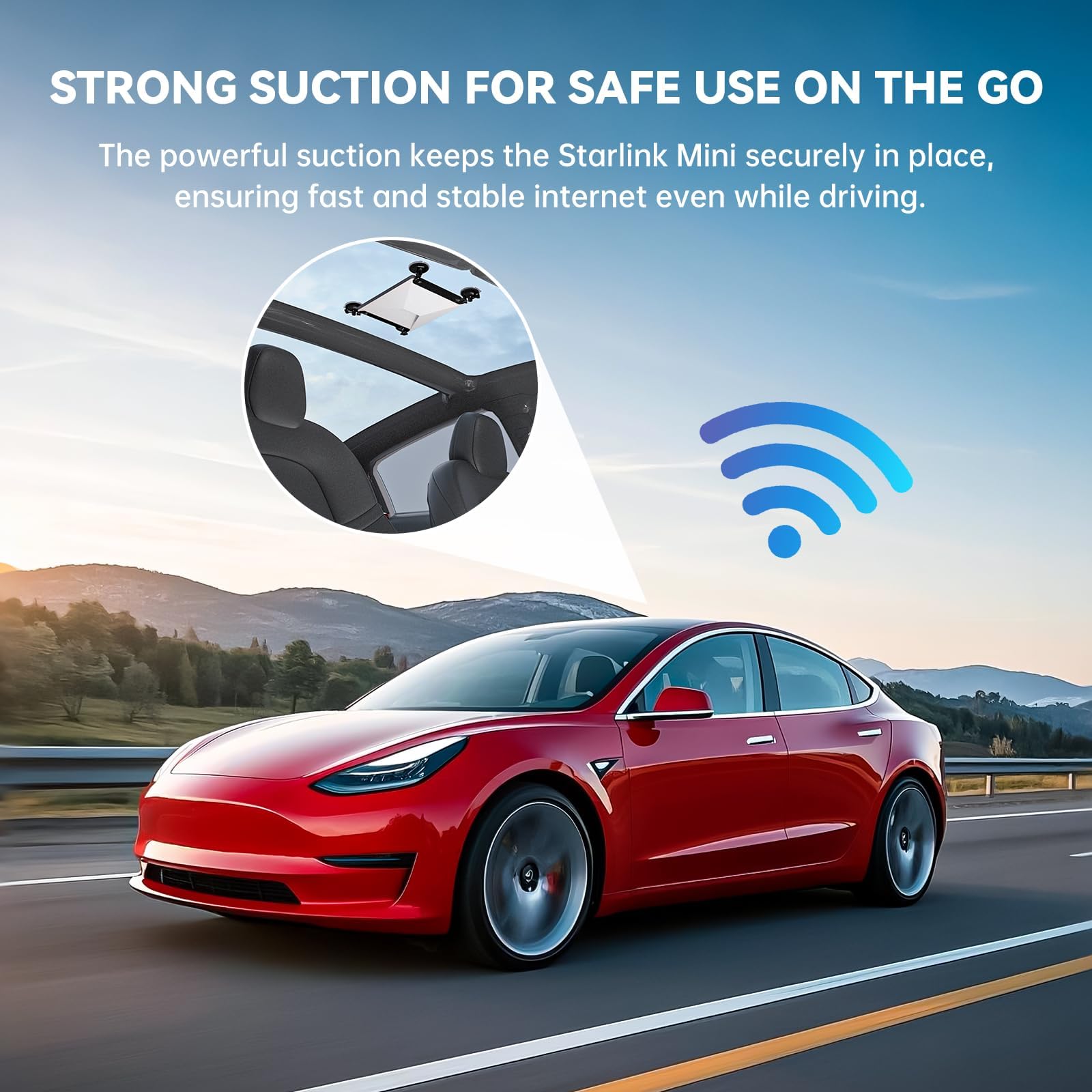 SENMAY Starlink Mini Mount Car Suction Cup Silicone Holder Universal Black
